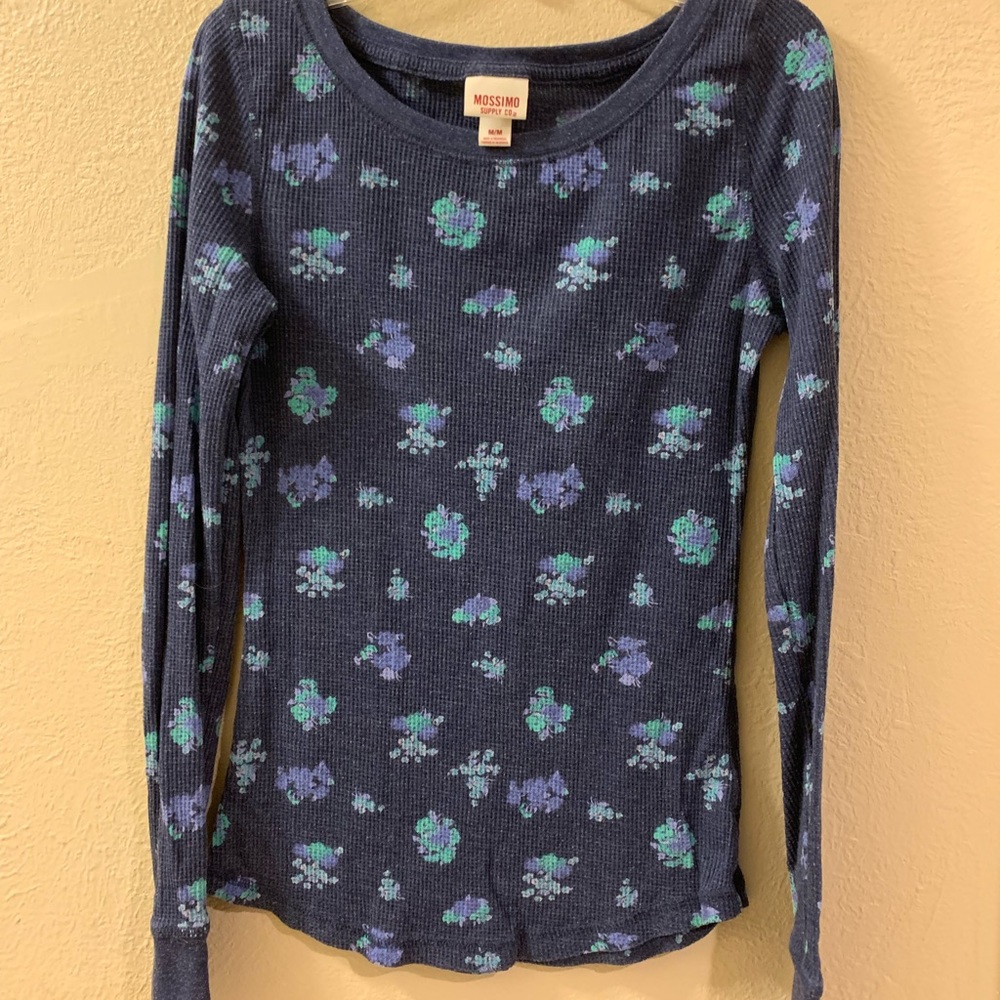 Mossimo Thermal Long Sleeve T-Shirt- Blue Floral